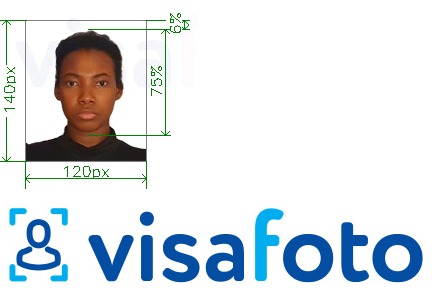 Tam boyut belirtimi olan Nijerya pasaportu 120x140 piksel için fotoğraf örneği