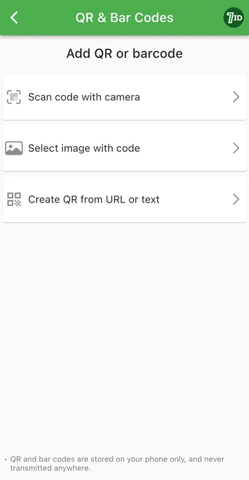 7ID програм: QR эсвэл зураасан код нэмнэ үү