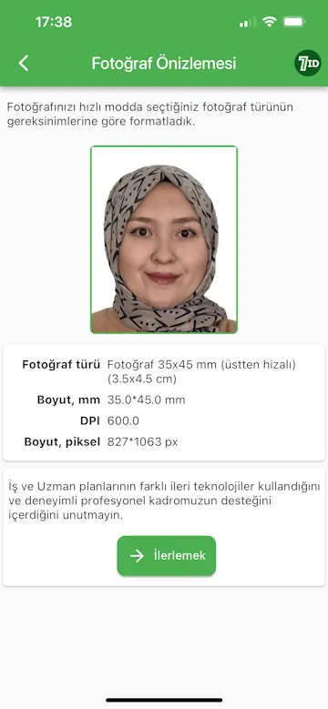 7ID Uygulama: 35x45 mm fotoğraf boyutu düzenleyici