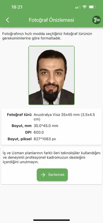 7ID Uygulama: Avustralya ziyaretçi Fotoğraf Örneği