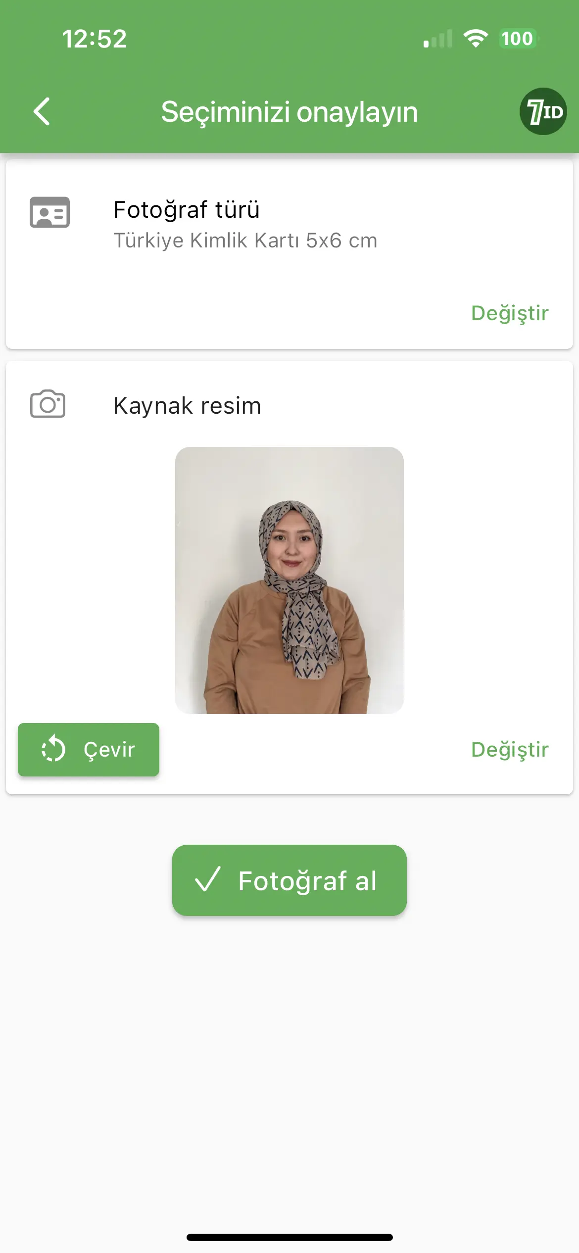 7ID Uygulaması: Biyometrik Fotoğraf Boyutu