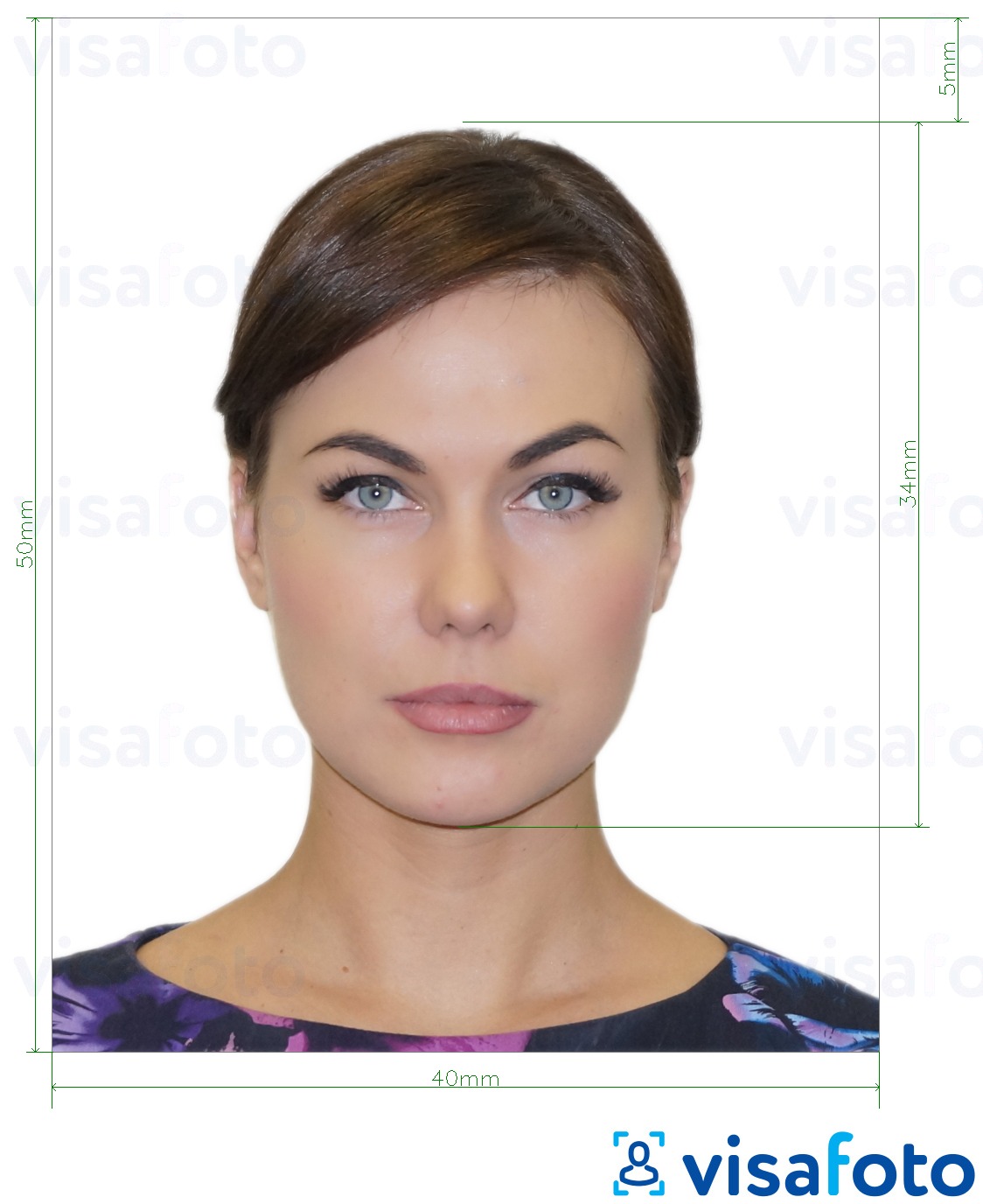 Tam boyut belirtimi olan Arnavutluk e-vizesi 4x5 cm için fotoğraf örneği