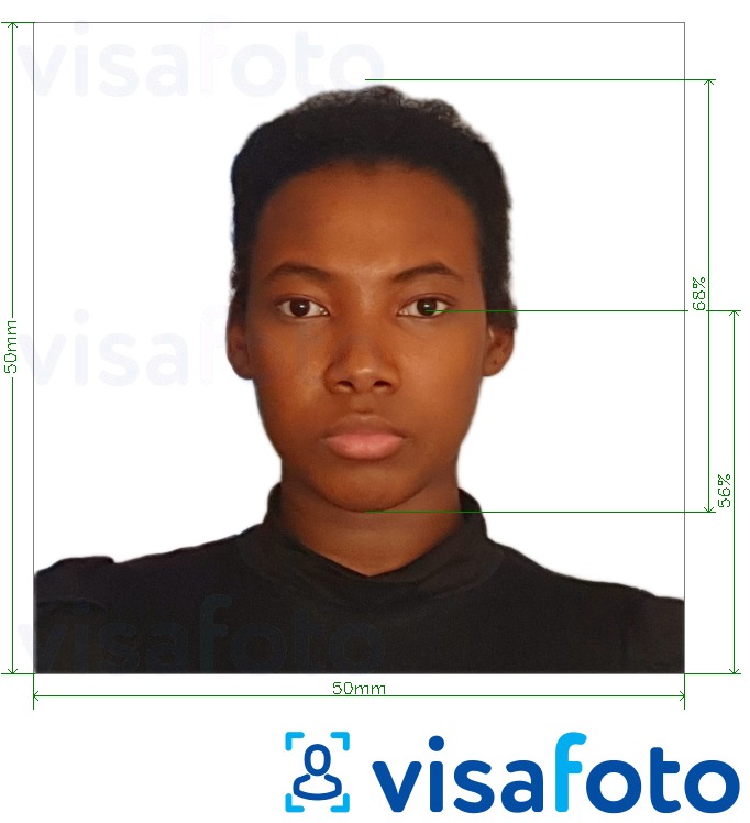 Tam boyut belirtimi olan Barbados vizesi 5x5 cm için fotoğraf örneği