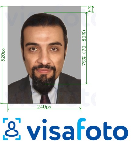 Tam boyut belirtimi olan Bahreyn kimlik kartı 240x320 piksel için fotoğraf örneği