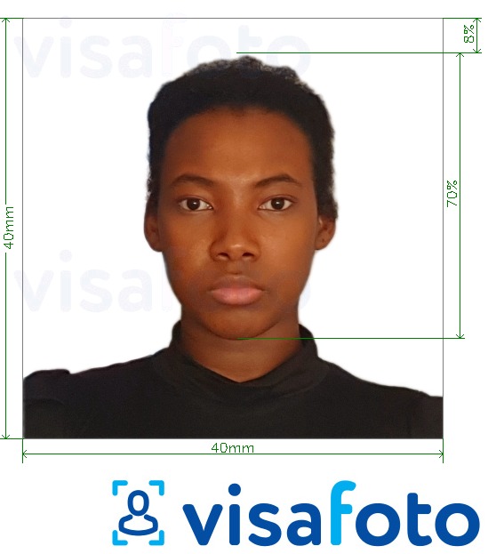 Tam boyut belirtimi olan Kongo (Brazavil) visa 4x4 cm (40x40 mm) için fotoğraf örneği