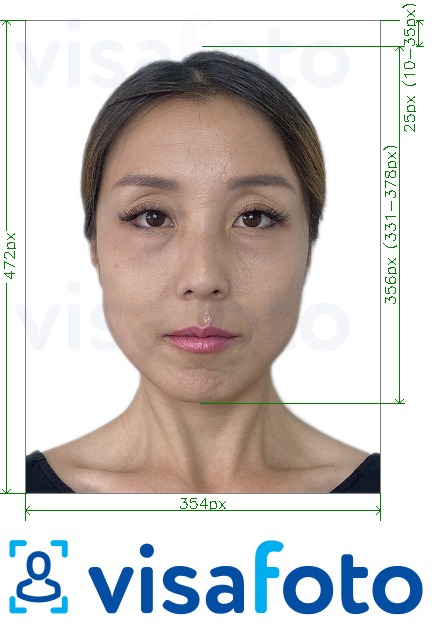 Tam boyut belirtimi olan Çin Visa çevrimiçi 354x472 - 420x560 piksel için fotoğraf örneği