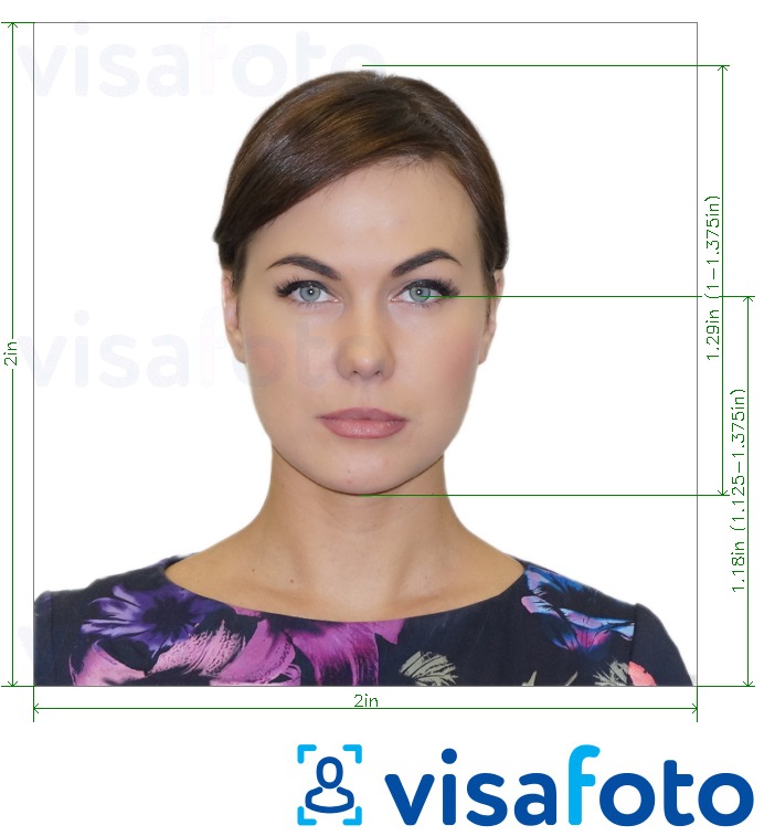 Tam boyut belirtimi olan Kosta Rika pasaportu 2x2 inç, 5x5 cm, 51x51 mm için fotoğraf örneği