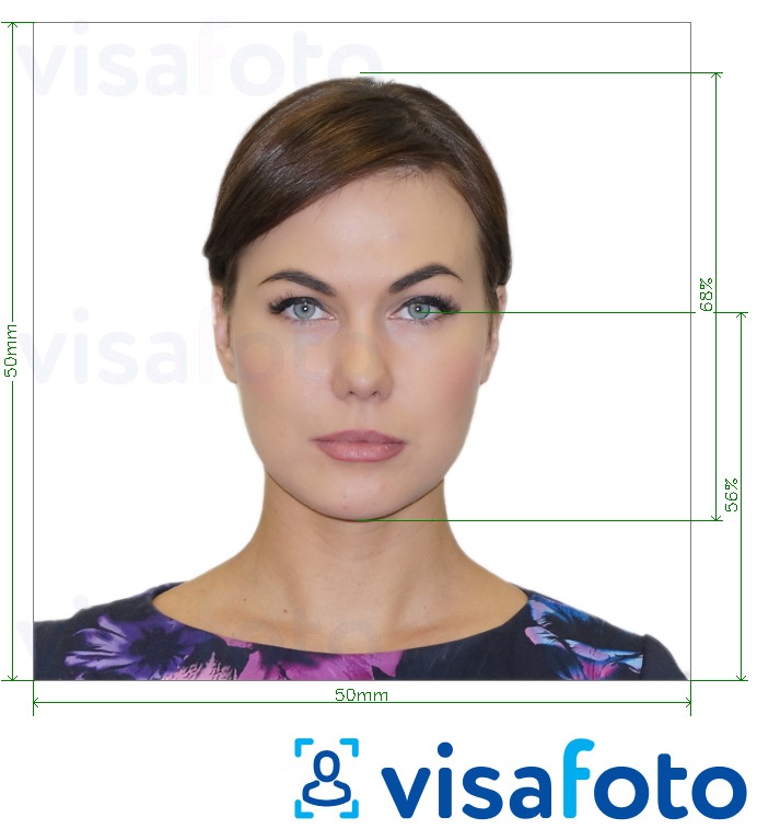 Tam boyut belirtimi olan Çek Cumhuriyeti Pasaport 5x5cm (50x50mm) için fotoğraf örneği