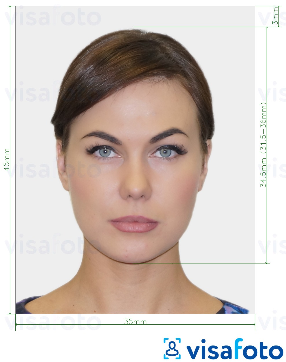 Tam boyut belirtimi olan Almanya doktorunun kimlik kartı 35x45 mm için fotoğraf örneği