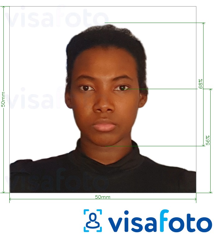 Tam boyut belirtimi olan Madagaskar vizesi 5x5 cm (50x50 mm) için fotoğraf örneği