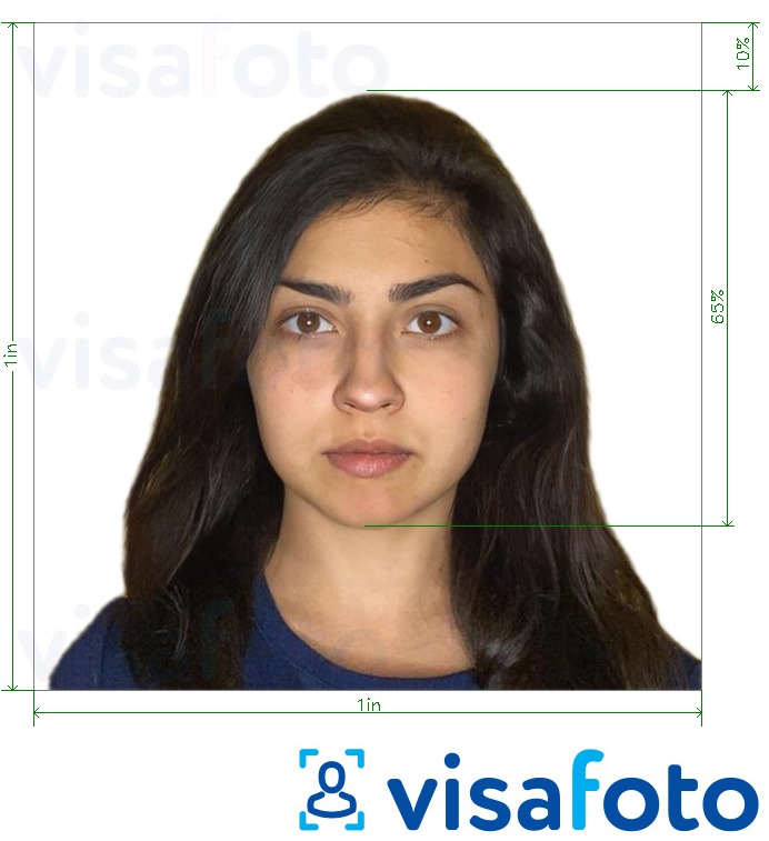 Tam boyut belirtimi olan Filipinler RUSH ID fotoğrafı 1x1 inç için fotoğraf örneği