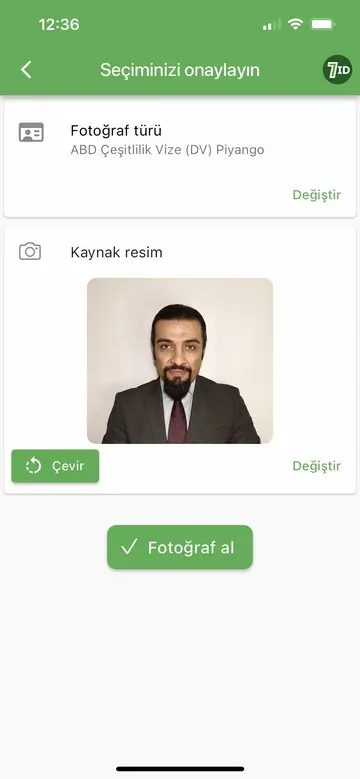 7ID Uygulaması: Green Card Fotoğrafı ölçüleri