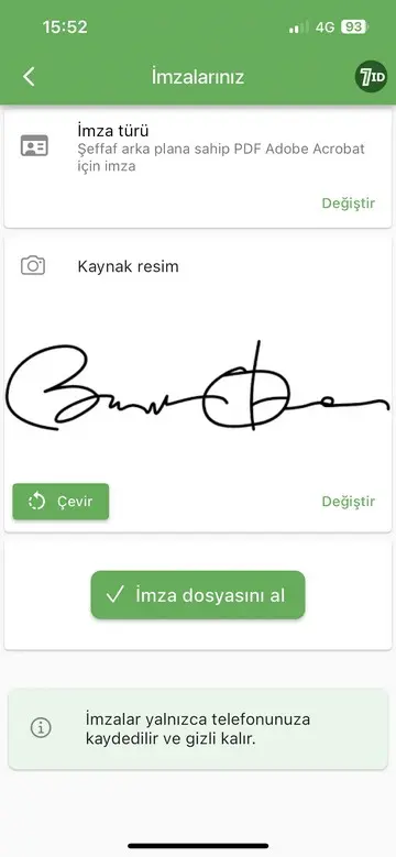 7ID Uygulaması: Imza Donusturucu