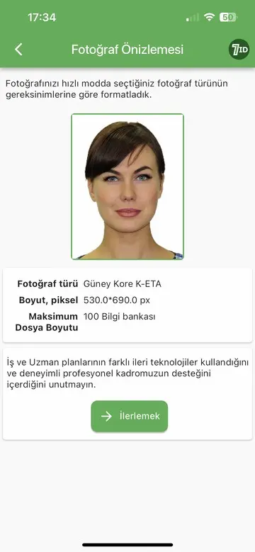 7ID Uygulama: K-ETA Fotoğraf Örneği