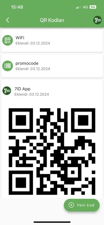 7ID Uygulaması: QR Kod Uygulamasi